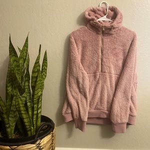 Old Navy Pink Hoodie with Half Zip-Up, Large